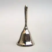 BRASS BELL 3.5" ~ SERVICE CALL BELL ~ DINNER BELL ~ HAND HELD BELL SILVER FINISH