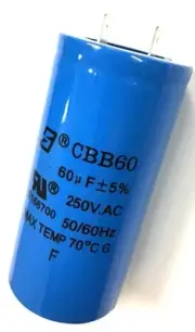 FC009200075 ROLAIR CAPACITOR 60UF, 250 VAC START RUN CAPACTOR