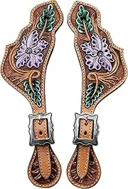 BLACK HOOF Painted Floral Tooled Leather Spur Straps for Horse Riders | Adjustable Single Ply Spurs for Men, Women | Western Equestrian Accessories |Ideal Spurs for Cowboy Boots