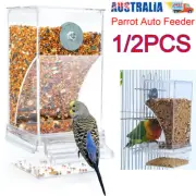 2X Parrot Auto Cage Seed Feeding Box Pet Bird Feeder Cup Automatic No Mess Bowl