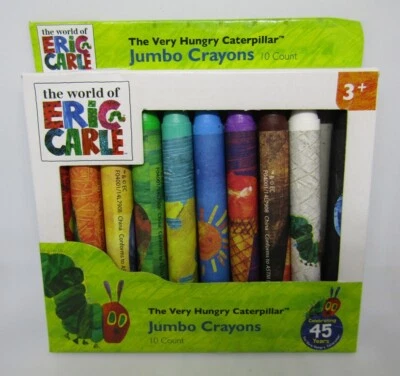 Eric Carle Very Hungry Caterpillar Jumbo Crayons 10 ct pack colored paper wrap