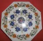Side / End Marble Table Top Floral Inlay Handcrafted Work