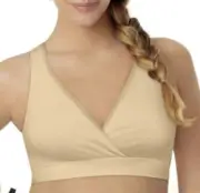 Playtex L Beige Soft Cup Criss-Cross Opening Nursing Comfort Sleep Bra NWT