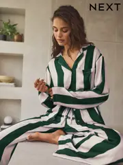 Green Stripe Button Through Pyjamas (AT1049) | $71