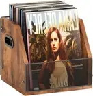 Vinyl Record Storage Crate Metal & Wood LP Holder Box Case Holds Up to 60 Albums