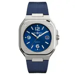 BELL & ROSS 柏萊士BR 05系列都市休閒機械腕錶-藍面膠款/40MM (BR05A-BLU-ST/SRB)