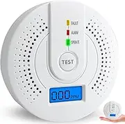 Carbon Monoxide Detector,Replaceable Battery Operated CO Alarm Detector with test button and digital display suitable for home, office,Comply with EN50291(AA Batteries NOT Included)