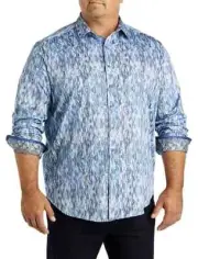 Robert Graham Monza Men's Long Sleeve Button Shirt Blue Watercolor 2XLT