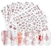 3D Christmas Nail Art Stickers Xmas Nail Decals Snowflake Elk Leaf Snowman Santa Tree Luminous Effect Design Glow In The Dark Nail Stickers Winter New Year Charms Nail Supplies Decorations 9 Sheets