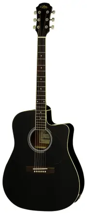 Aria AWN-15CE Prodigy Series AC/EL Dreadnought Guitar with Cutaway, Black