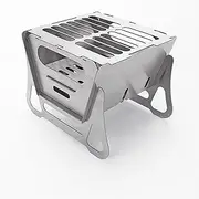zeng Portable Stainless Steel Camping Grill – Foldable BBQ Charcoal Grill for Outdoor Cooking, Camping, Picnics (7.87"x8.66"x7.68", 5 lbs)