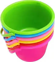 WEKAMOS 6Pcs Lightweight Reusable Sand Buckets for Portable Digging Buckets for Beach Backyard and Outdoor Fun Ergonomic Design for Easy Handling