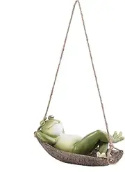 6.3Inch Frog Statues for Garden Outdoors Hanging Sleeping Frog Sculptures Swing Home Décor