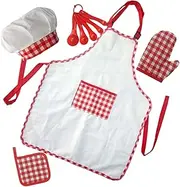 CIYODO Kids Cooking Baking Set 1 Set of Apron Hat Toddler's Cooking Accessories Fashionable Design