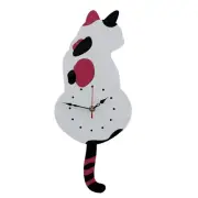 Wagging Tail Clock Cat White Easy to Clean High-grade Gloss