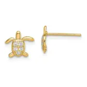 14k 14kt Yellow Gold Madi K CZ Turtle Post Earrings