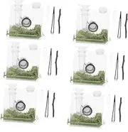 Abaodam 2Sets Transparent Jumping Spider Habitat Cage of Acrylic Enclosure Durable Feeding Box for Reptiles with Ventilation for Spider and