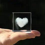 3D Crystal Heart Cloud Cube 4CM Small Glass Paperweight Ornaments Home Office