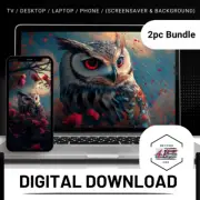 Fantasy Themed Owl & Ring - Laptop + Phone 2PC Digital Download Background SKU36