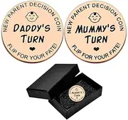 New Parents Decision Coin, Flip Coin Decision, Funny Double Side Turn Coin for Mum Dad, Newborn Baby, New Mum, Birthday, Anniversary (Rose Gold)