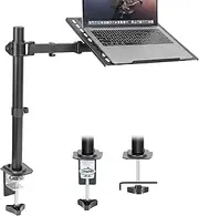 Mount-It! Laptop Desk Mount | Full Motion Laptop Arm with Vented Tray | Clamp and Grommet Base