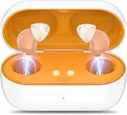 Hearing Aids, Rechargeable Digital Hearing Aids for Seniors, Noise Cancelling with 16-Channel Sound Processing, Invisible Hearing Aids for Men Women with Charging Case (1, skin)