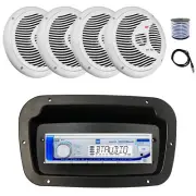 Dual Marine Radio, Spa Bezel,Adapter, Antenna,Wire, 4x 6.5" 150W White Speakers