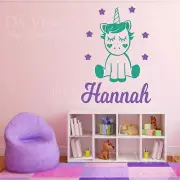 Unicorn Pony Girl Custom Name Wall Personalized Custom Vinyl Sticker Decal D