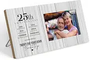 25th Anniversary Picture Frame, 25th Wedding Anniversary for Her Him Couple Husband Wife, Happy 25th Wedding Anniversary Decorations for Wall Desk Tabletop Shelf, 25 Years Wedding Gift Ideas 2