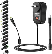 SHNITPWR 30W Universal Power Supply 3V 4.5V 5V 6V 7.5V 9V 12V Adjustable Variable AC/DC Adapter with 5V 2.1A USB Port, 100V-240V AC to DC 3V~12V Converter 3A 2.5A 2A 1.5A 1A Max with 14 Tips