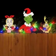Fence outdoor christmas decoration - 3Pcs Light up Christmas Yard Decorations