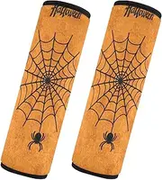Car Seat Belt Pads 2 Pcs Breathable Seat Belt Shoulder Strap Covers Pad Backpack Shoulder Strap Pad Cover Car Accessories for Women Men Kids S Happy Halloween Pattern Yellow
