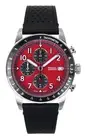 Fossil Sport Tourer Chronograph Leather Strap Red Dial Quartz FS6086 Men's Watch