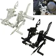 Adjustable Rider Rearsets Rearset Footrest Foot Rest Pegs For Ducati Monster 696 795 796 1100 1000S EVO (Silver)