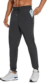 [CRZ YOGA] Athletic Joggers for Men 29"/31" Lightweight Water Resistant Outdoor Workout Pants with Zip Pockets