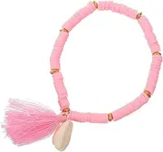 [ANDRESLAD] Versatile Polymer Clay Bracelet Beaded Bracelets for Women Friendship Bracelets for Women Rainbow Bracelets Bead Bracelet Tassel Bracelet Hand Jewelry Chain Decor Ladies White