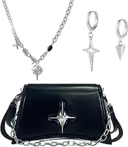 [JeVenis] Silver Stars Y2K Purse Star Y2K Accessories Early 2000s Y2K Accessories Sliver Pink Y2K Fashion Purse Techno Purse Crossbody Handbags