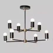 Eight Arm Brass Sputnik Chandelier Handmade Raw Brass Ceiling Flush Mount Light