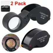 2 pcs 40X Jewelers Loupe Magnifier Jewelry Coin Loop Magnifying Glass Eye Pocket