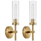 Gold Wall Sconces Set of 2, Modern Bathroom Sconces Wall Lighting Vanity Ligh...