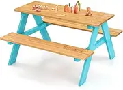 HONEY JOY Kids Picnic Table, Fir Wood Toddler Picnic Table & Bench Set, Children Backyard Furniture for Patio Garden, Toddler Picnic Tables for Outdoors, Boys Girls