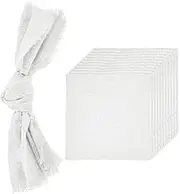 uxcell 12Pcs Handmade Cloth Napkins, 16.5x16.5 Inch Cotton Napkins with Fringe Square Rustic Table Napkin for Wedding Party Dinner Table Decor Bridal Shower, White