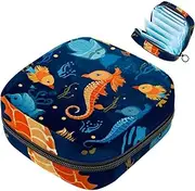 Period Bag,Sanitary Napkin Storage Bag,Fish Starfish Anchor Ocean,Tampon Holder for Purse