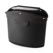 Genuine Leather Car Door Hanging Storage Bag Seat Back Organizer Trash Can Phone Holder BLACK COLOR