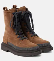 [Brunello Cucinelli] Brunello Cucinelli Monili suede combat boots AU 5.5 grey