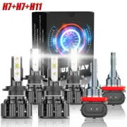 6x H7+H7+H11 LED Combo Headlights Fog Light Bulbs For Smart Fortwo 2008-2015 (for: Smart)