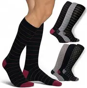 [Lucchetti Socks Milano] 6 Pairs Mens Long Socks Scotland Yarn Pattern Cotton Colourful Dots Stripes Funny Designs Made in Italy