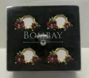 Set of 4-Bombay & Company Enameled Amaryllis Napkin Ring/Place Holders Vintage