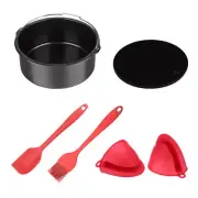 5pcs 20.3cm Air Fryer Accessory Mat Spatula Cake Tin Brush Mitts Bake Set
