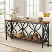 70.9" Industrial Narrow Sofa Table & Entry Console with Storage, Vintage Grey